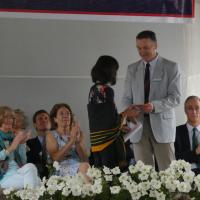 Andrew hunter presenting a scholarship award
